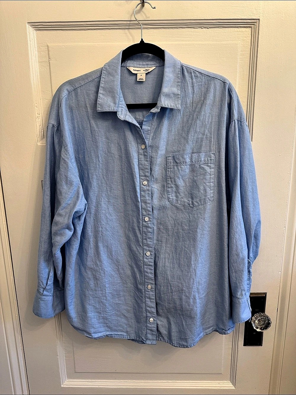 Old Navy The Boyfriend Shirt Oxford Button Down Blue Size Medium
